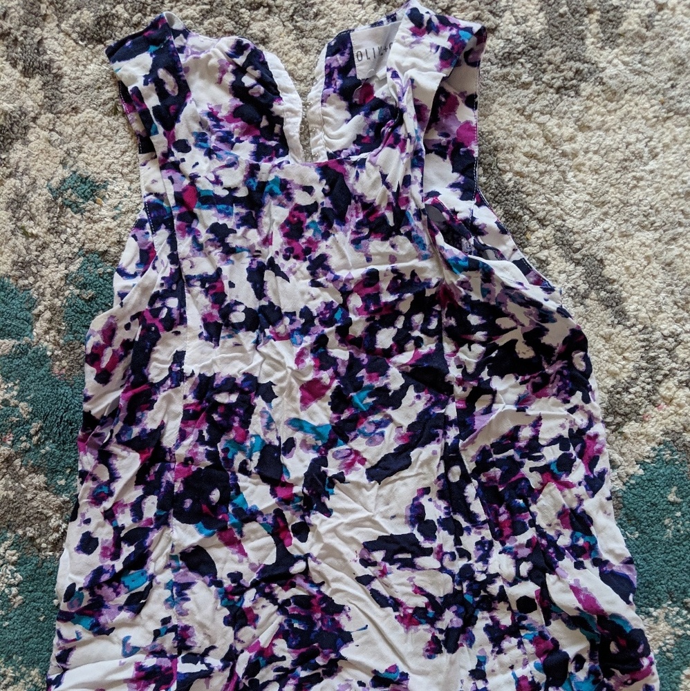 Floral Olive and Oak Sleeveless Blouse
